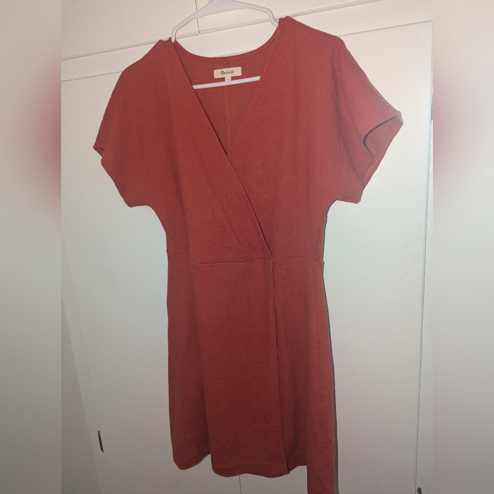 Madewell Rust V Neck Midi Dress